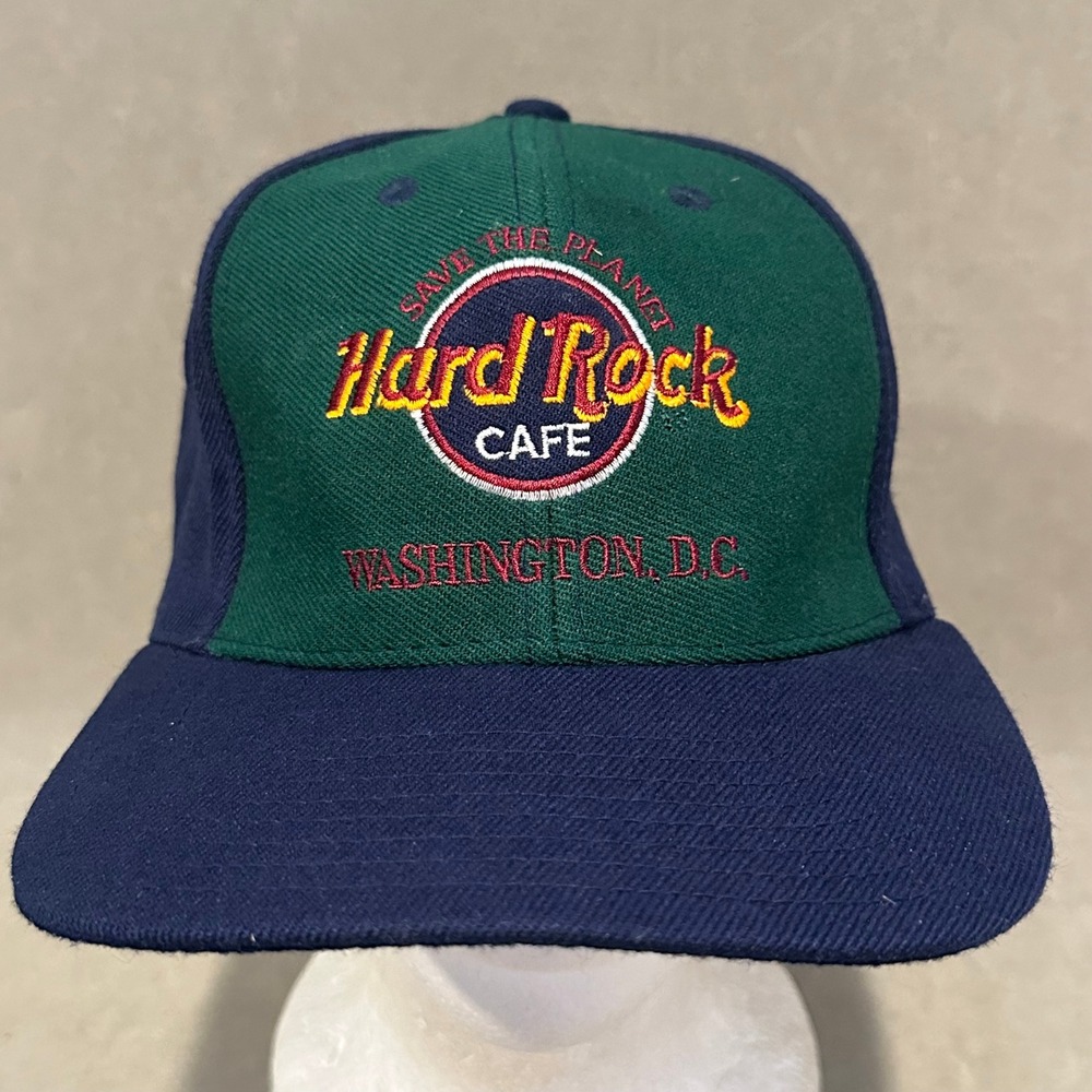 Vintage Hard Rock Cafe Washington DC Hat Snapback Multi Color Block Save Planet